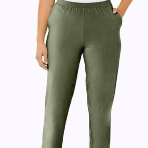 Catherines Dark Olive Suprema Pants- Straight Leg- Stretch Cotton- 3X- NWT